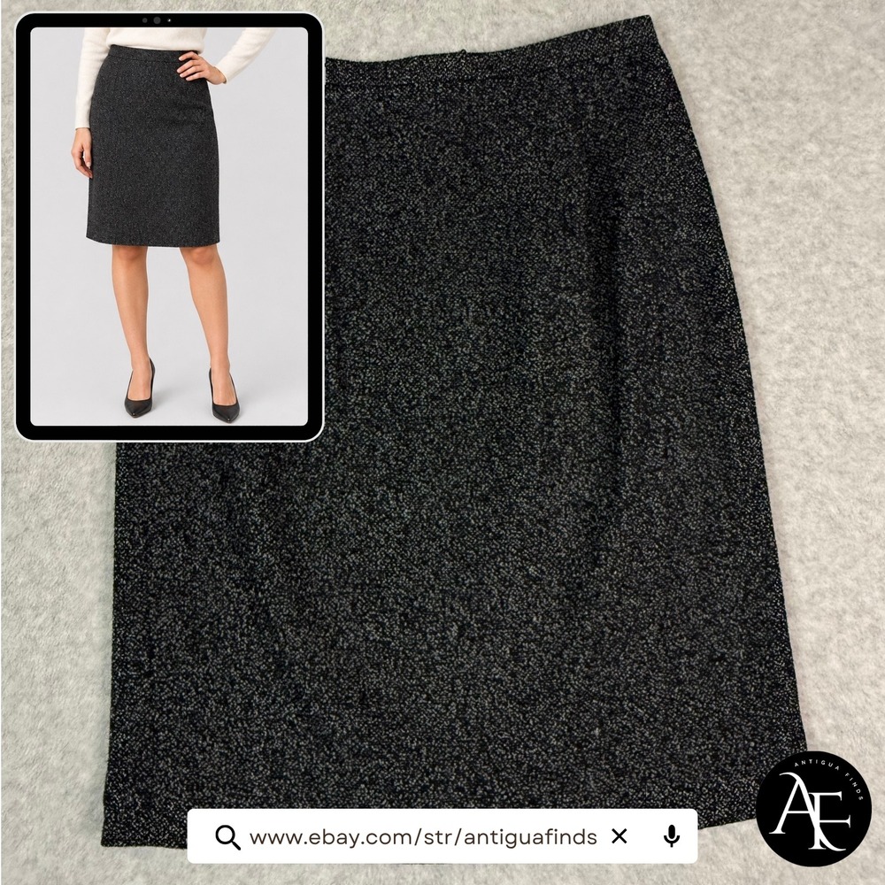 Ann Taylor Black White Salt Pepper Tweed Wool Blend Pencil Skirt Womens 6 Office